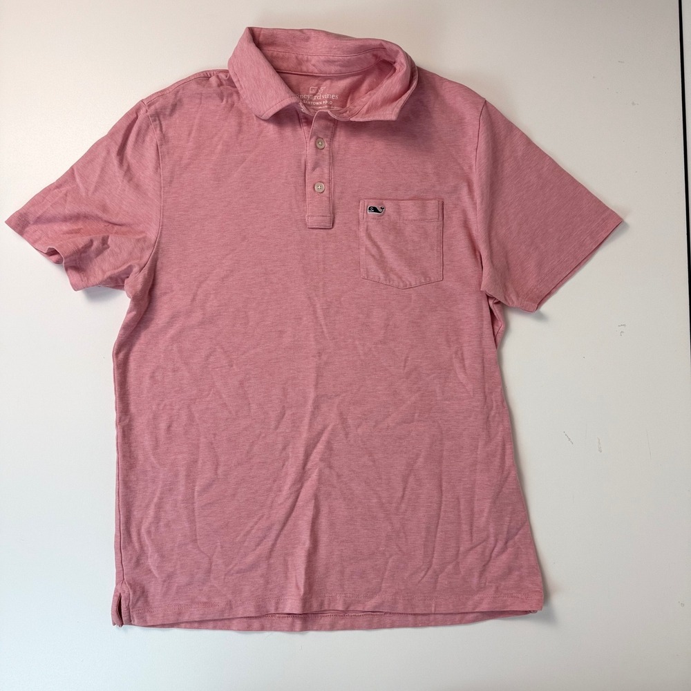 Vineyard Vines Mens Edgartown Polo Shirt Pink Heathered Short Sleeve Small